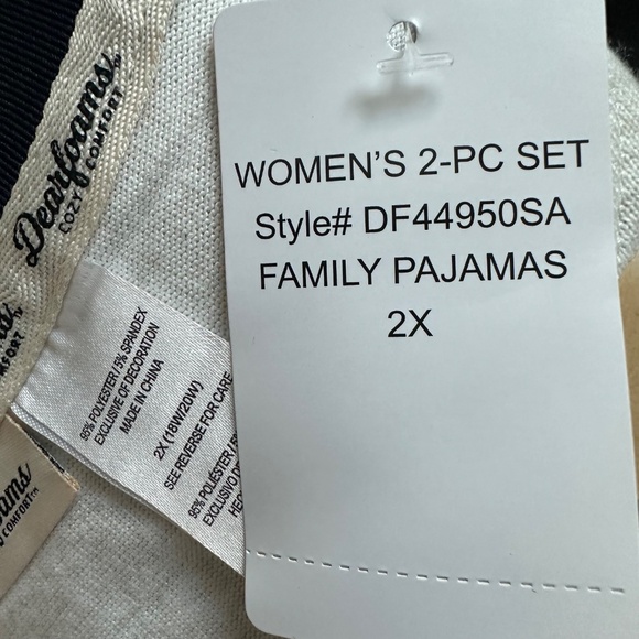 Dearfoams Women's 2X  Red/Tan/Black Family Christmas Holiday 2 Peace Pajama Set - Picture 9 of 12